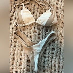 Two-Tone Ribbed Bikini Set